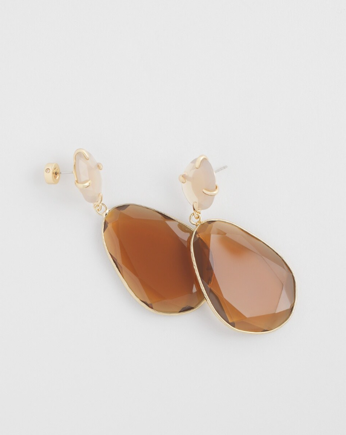 CHICO'S NEUTRALS GEM TEARDROP EARRINGS