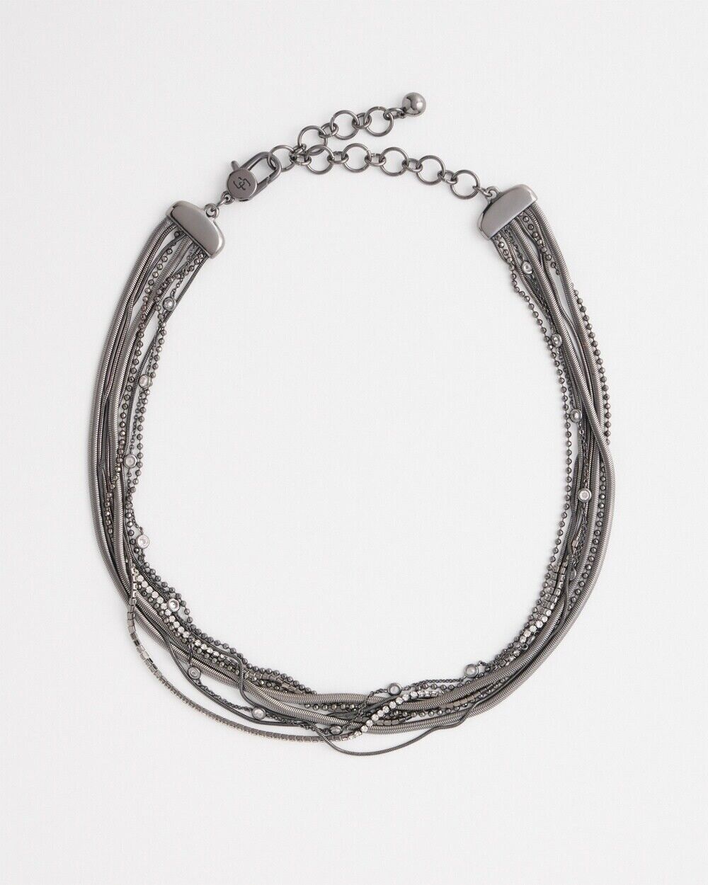 CHICO'S MULTI STRAND HEMATITE COLLAR NECKLACE