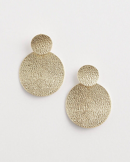 CHICO'S NO DROOP GOLD TONE TEXTURE EARRINGS