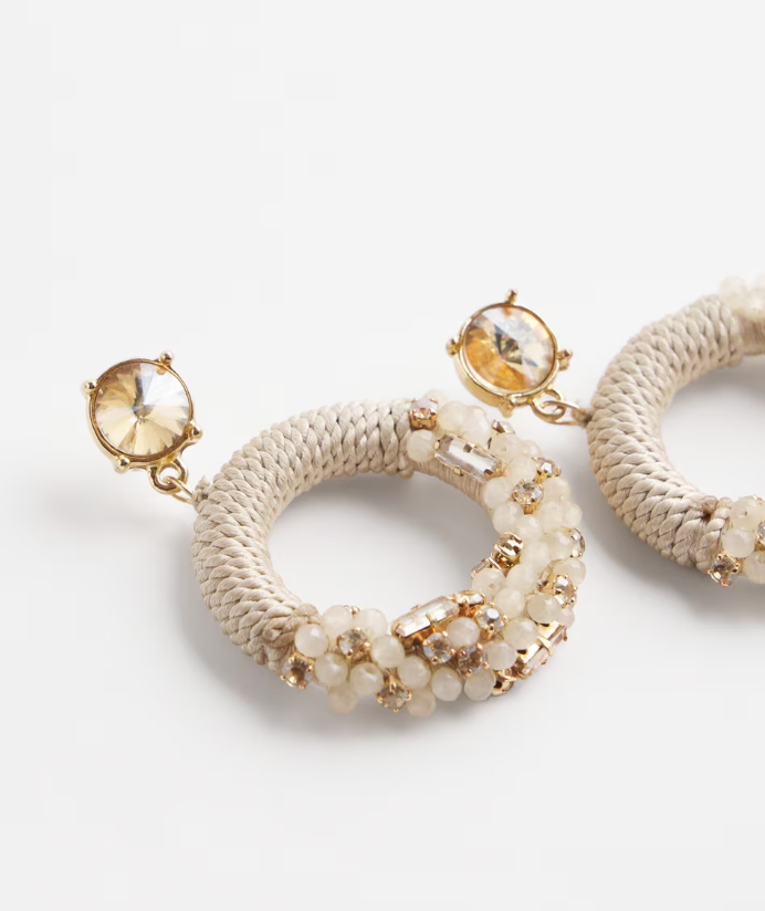 CHICO'S NO DROOP BEADED HOOP EARRINGS