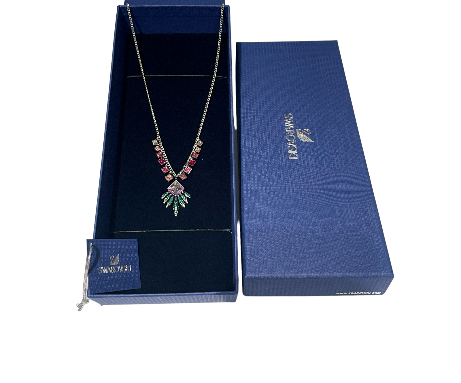Swarovski Gisele Rhinestone Green and Fuchsia Necklace
