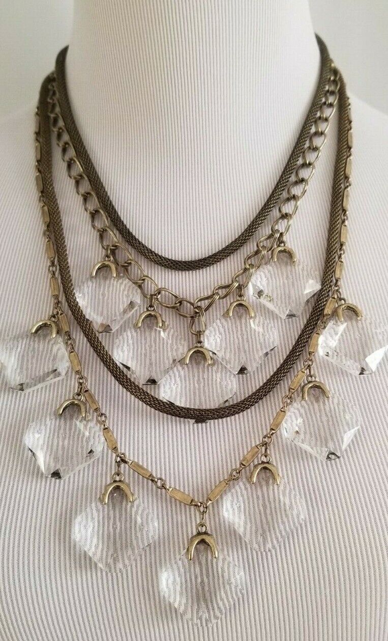 CHICO'S GOLDTONE LINK MULTI-STRAND NECKLACE