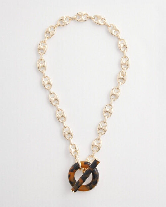 CHICO'S FAUX TORTOISE TOGGLE NECKLACE