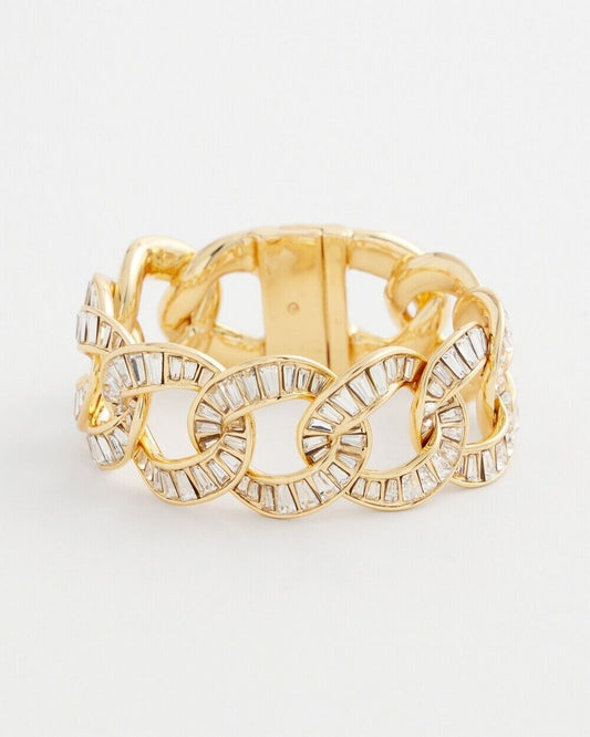 CHICO'S GOLD TONE BAGUETTE MAGNETIC BRACELET