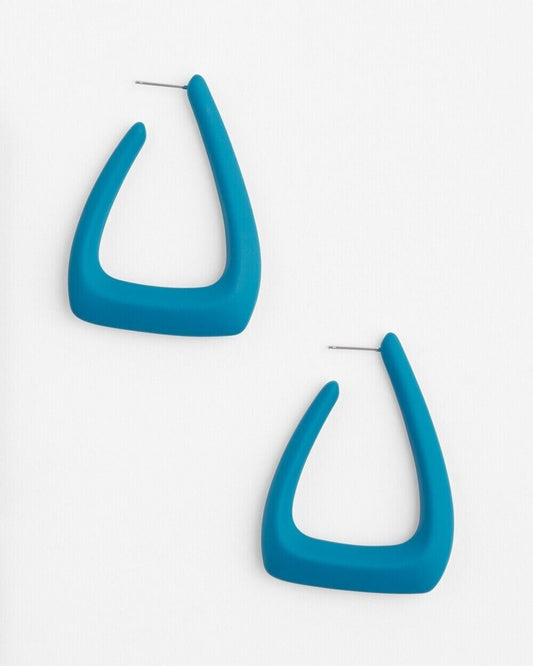 CHICO'S NO DROOP BLUE COATED HOOPS EARRINGS