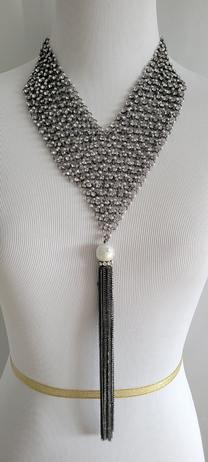 CHICO'S MESH CHAIN TASSEL NECKLACE