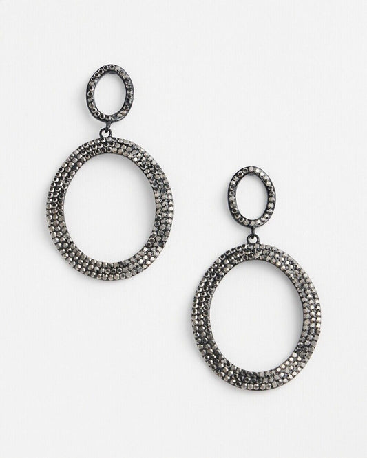 CHICO'S NO DROOP SPARKLE DROP HOOP EARRINGS