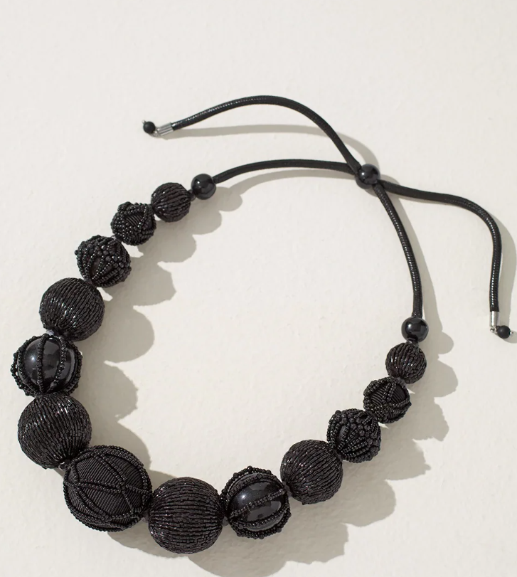 CHICO'S BLACK BEAD ADJUSTABLE NECKLACE