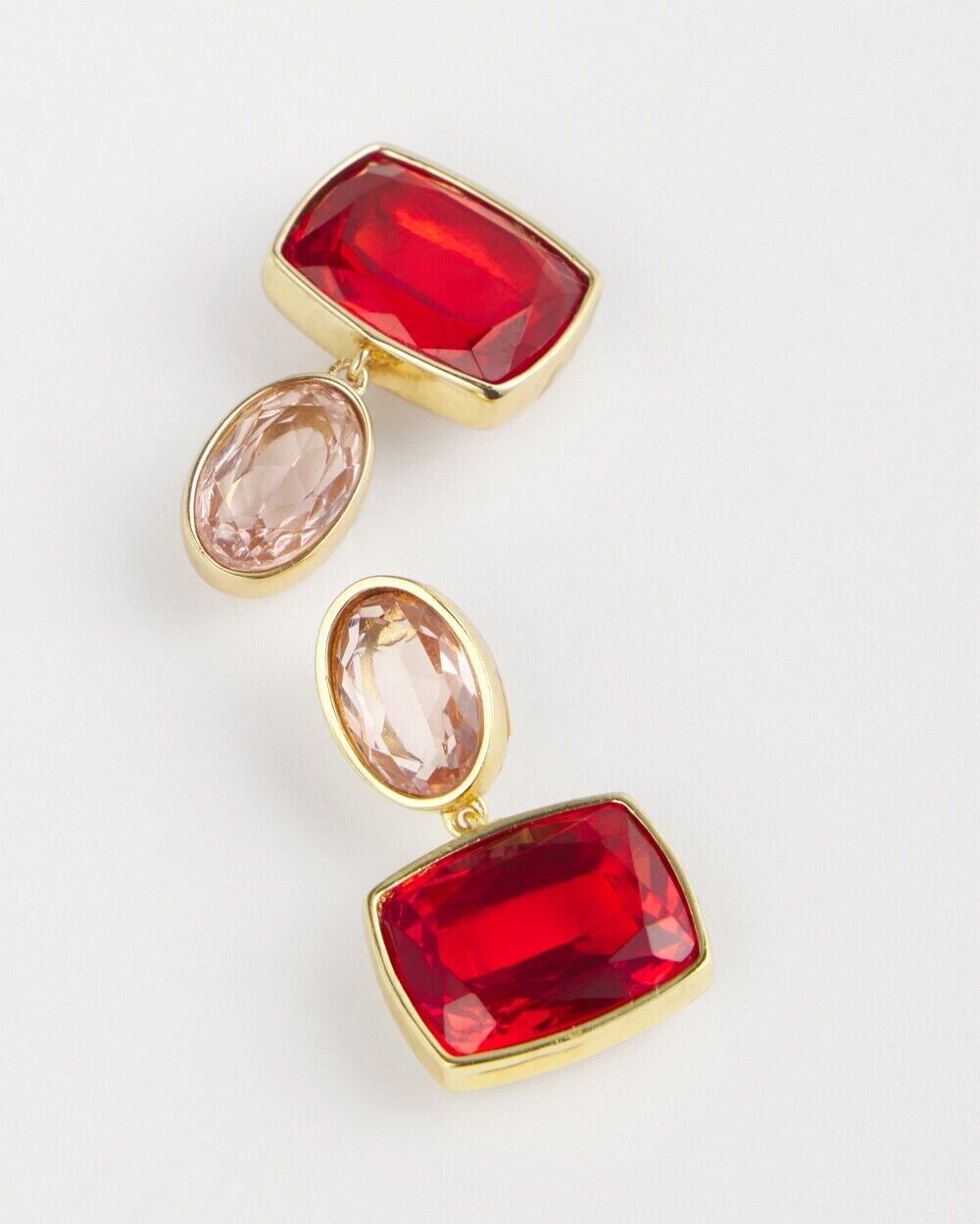 CHICO'S NO DROOP RED DOUBLE DROP EARRINGS