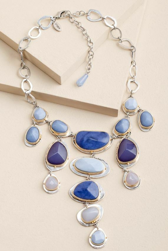 CHICO'S BLUE MULTI BIB NECKLACE