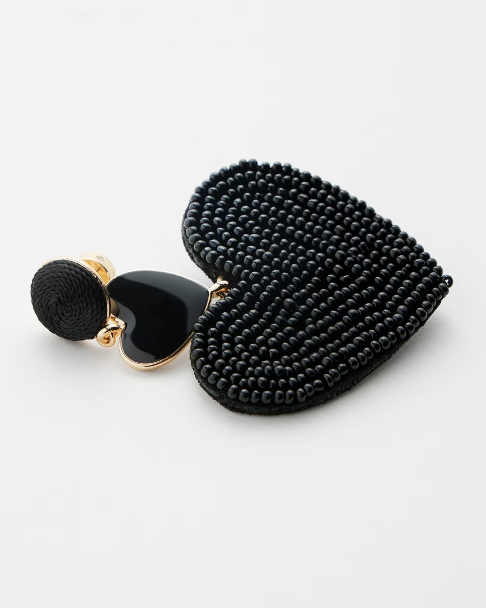 CHICO'S BLACK HEART SEED BEAD EARRINGS