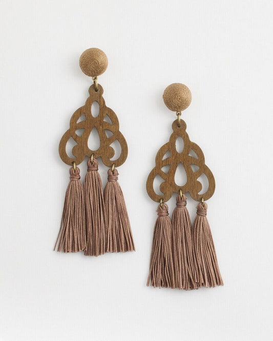 CHICO'S  NO DROOP NEUTRAL FRINGE EARRINGS