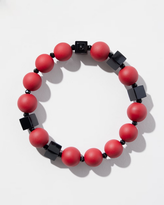 CHICO'S MATTE RED SQUARE STRETCH BRACELET