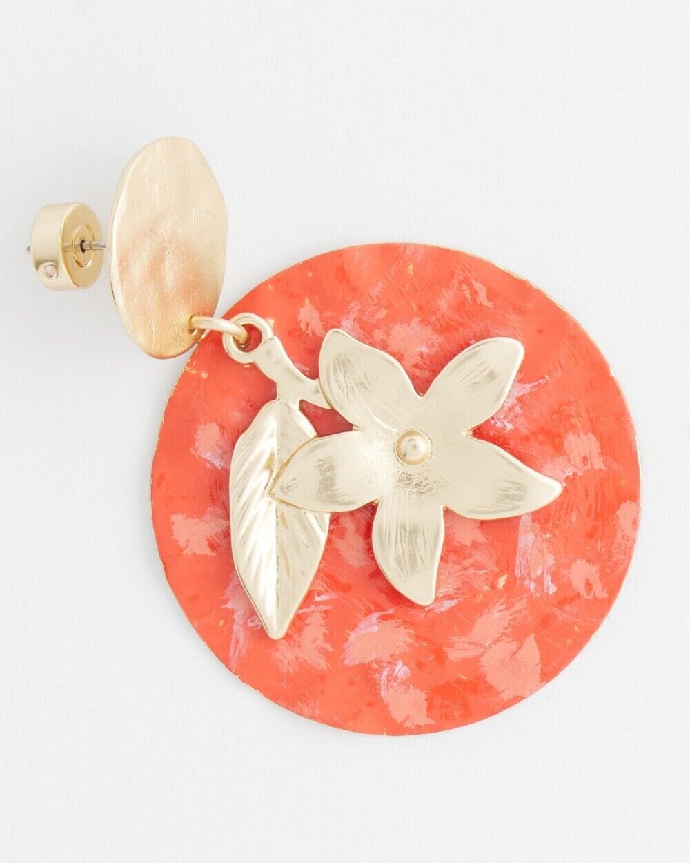 CHICO'S NO DROOP ORANGE LEAF DROP EARRINGS