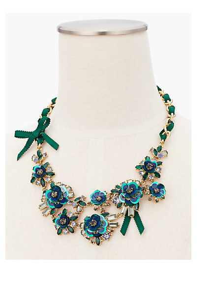 TALBOTS Sequined-Flower and Ribbon Necklace