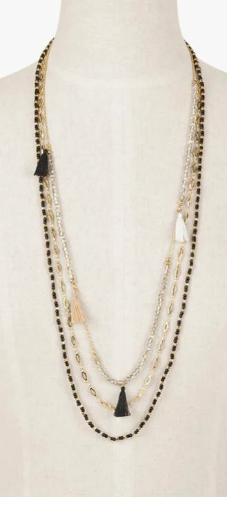 TALBOTS TRIPLE STRAND BEADED NECKLACE
