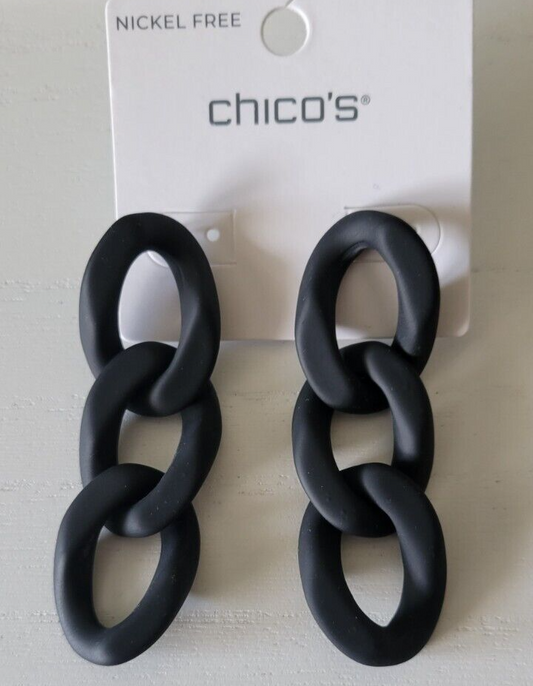 CHICO'S BLACK DROP LINK EARRINGS