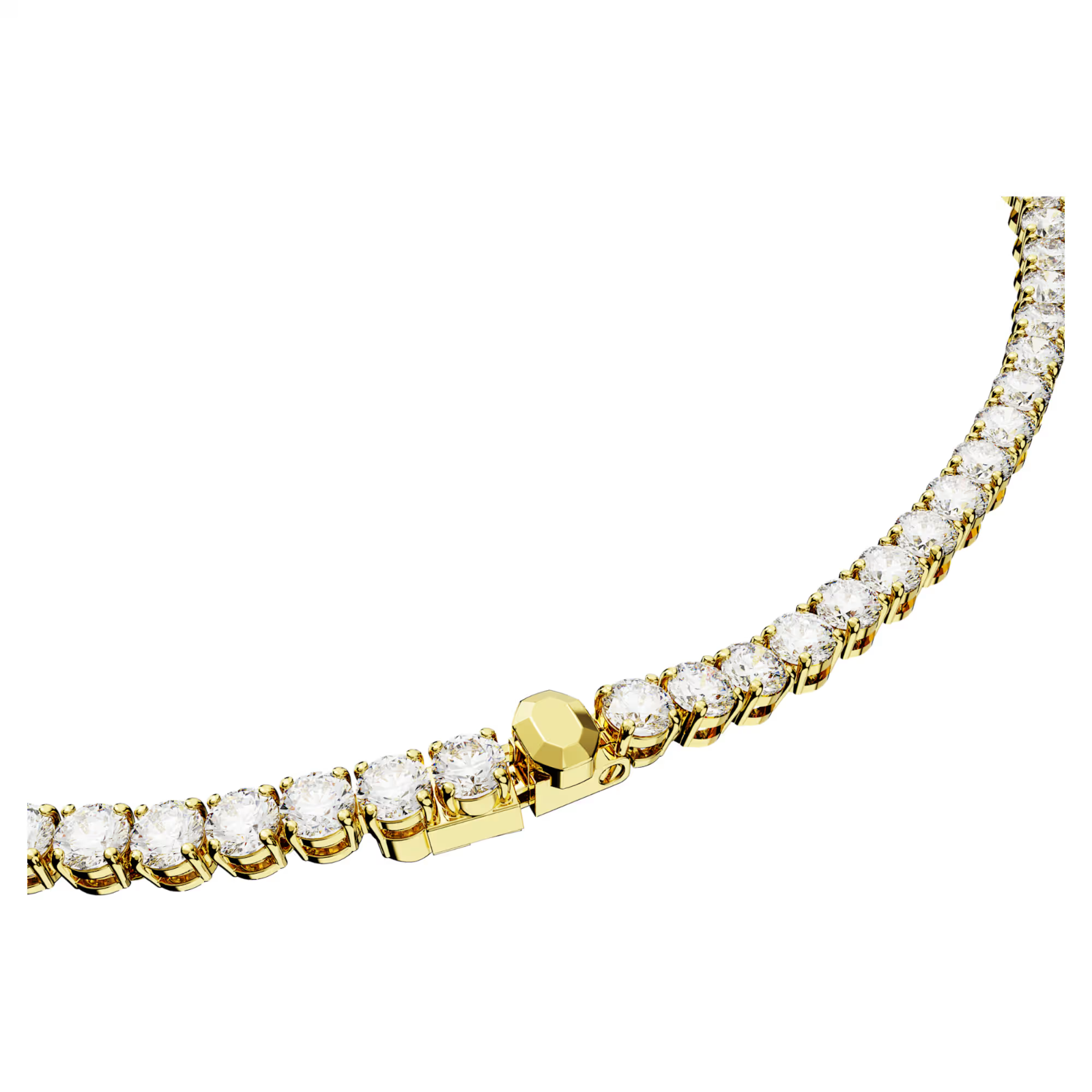 Swarovski Matrix Tennis necklace Round cut, White, Gold-tone plated