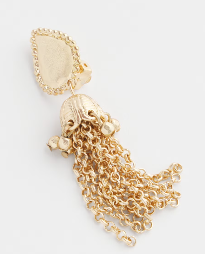 CHICO'S CLIP-ON GOLD TASSELL CHAIN EARRINGS