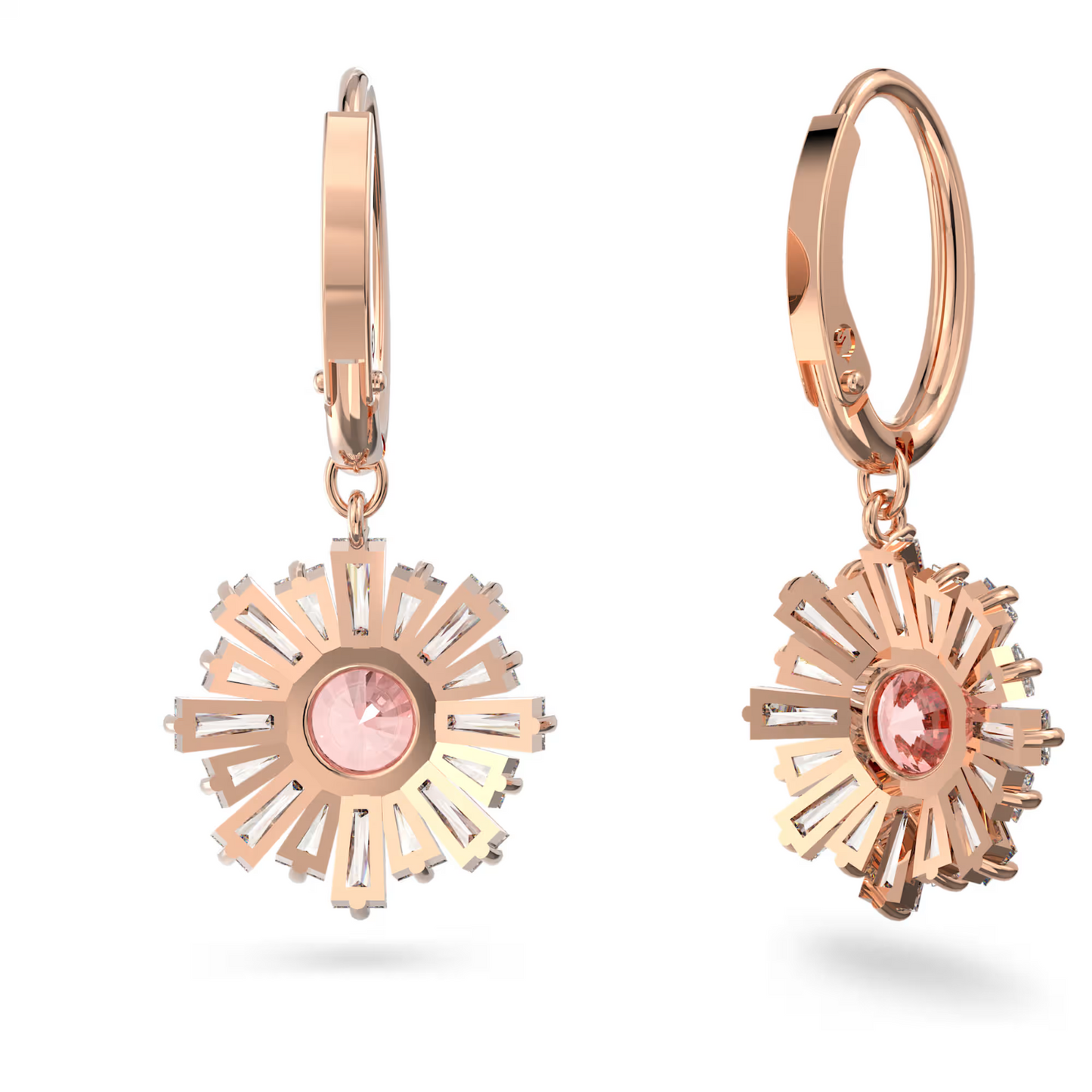 Swarovski Idyllia drop earrings Mixed cuts, Sun, Pink, Rose gold-tone plated