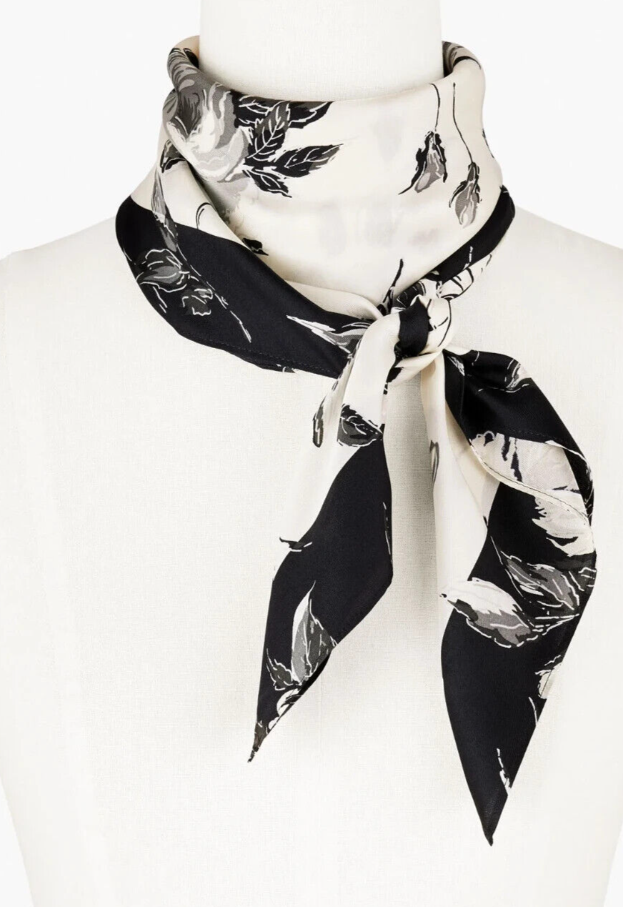 TALBOTS ROSEY BOUQUETS FLORAL SILK SQUARE SCARF