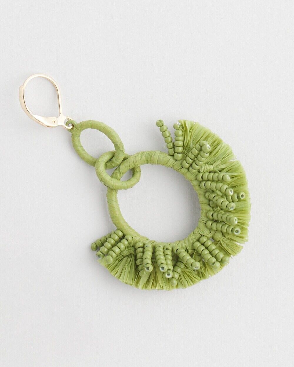 CHICO'S NO DROOP GREEN RAFFIA WRAP EARRINGS