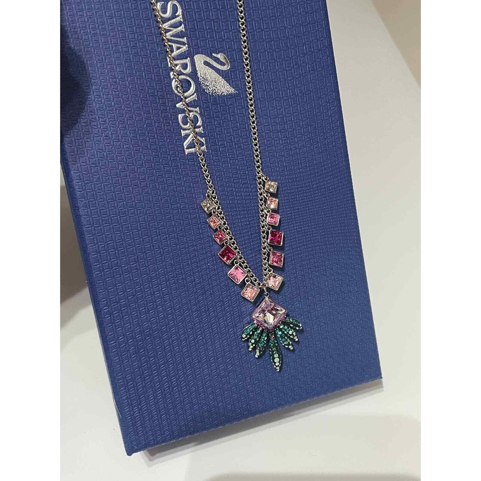 Swarovski Gisele Rhinestone Green and Fuchsia Necklace