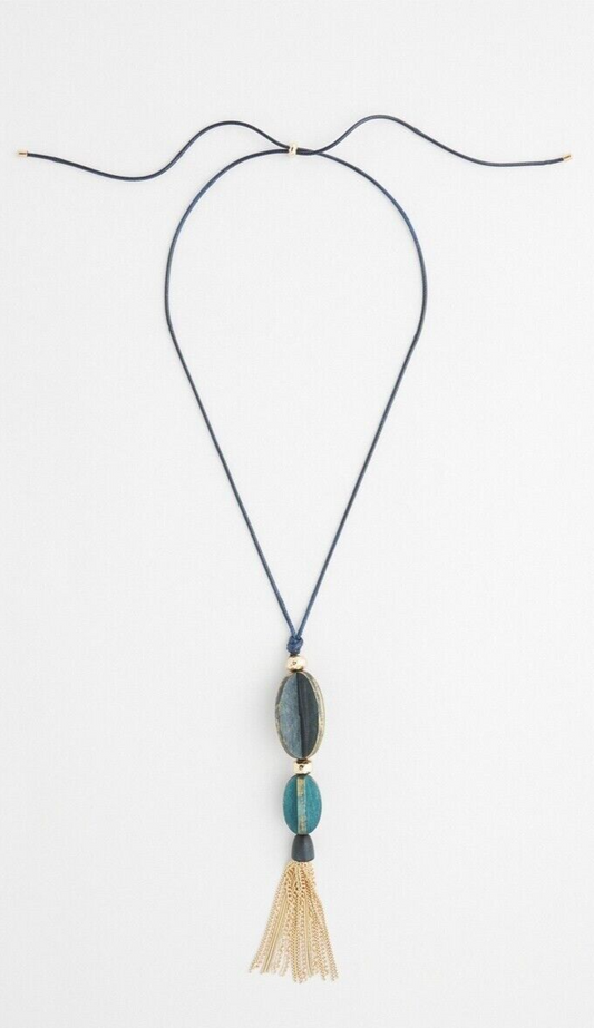 CHICO'S ADJUSTABLE PAINTED WOOD PENDANT NECKLACE