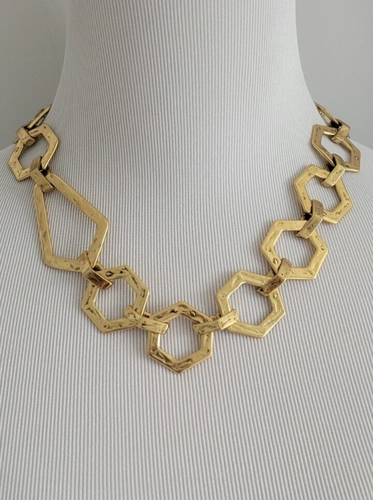 CHICO' S GOLD TONE BIB NECKLACE