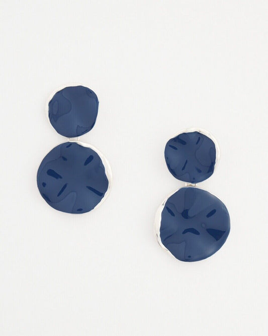 CHICO'S NO DROOP BLUE ROUND DROP EARRINGS