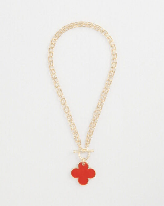 CHICO'S ORANGE REVERSIBLE PENDANT NECKLACE