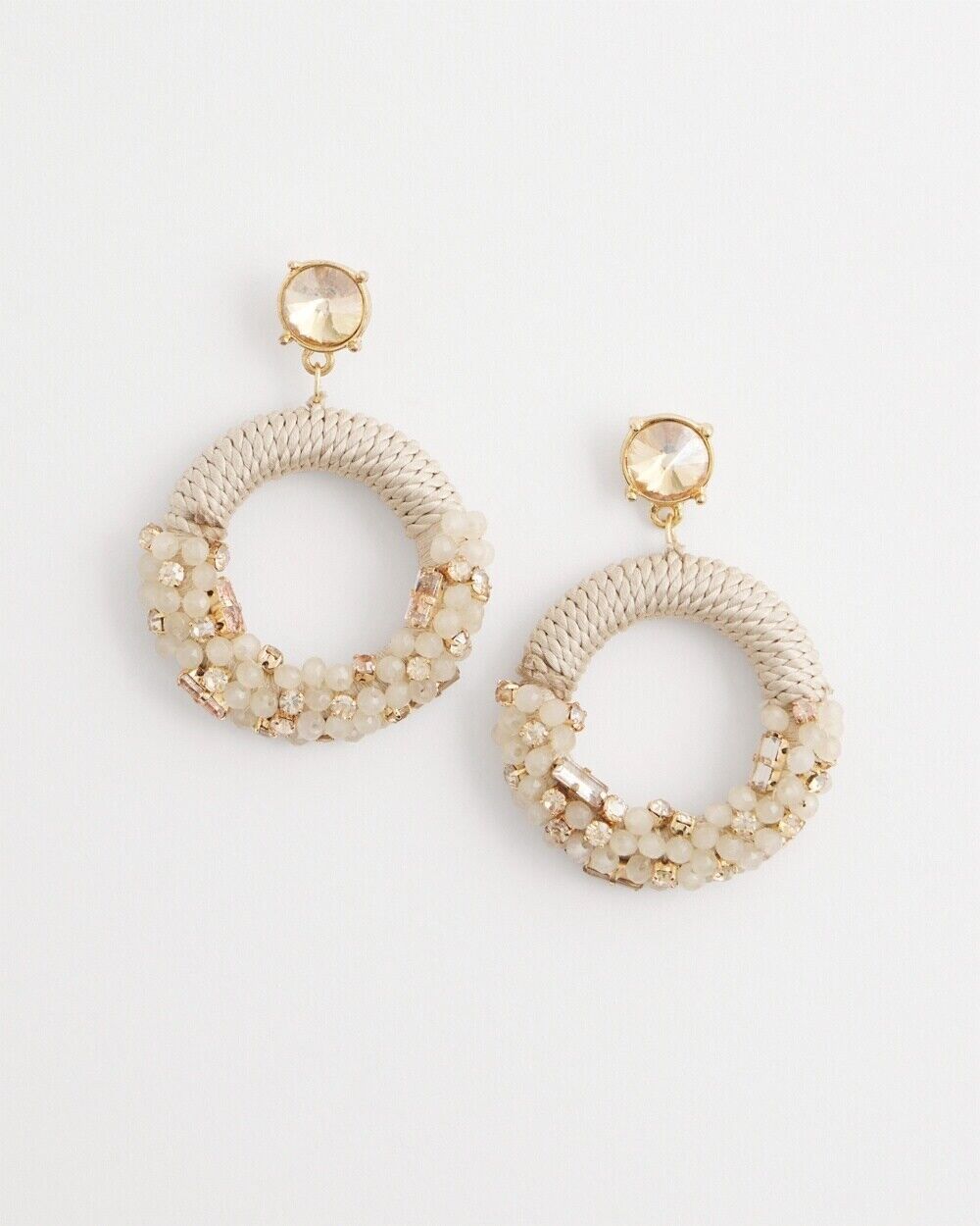 CHICO'S NO DROOP BEADED HOOPS EARRINGS