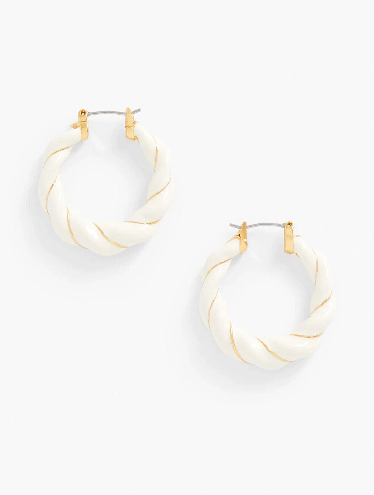 TALBOTS TWISTED ENAMEL HOOP EARRINGS