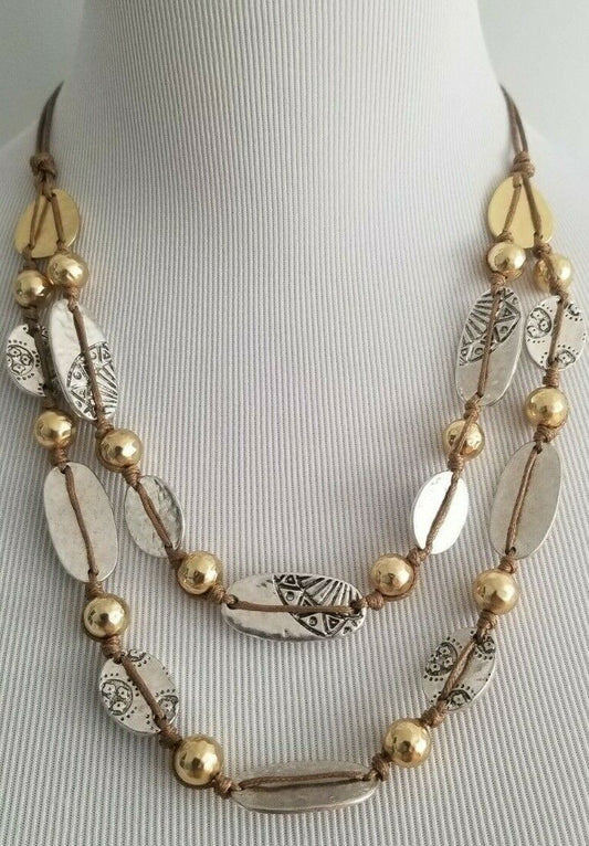 CHICO'S MIXED METAL MULTI-STRAND NECKLACE