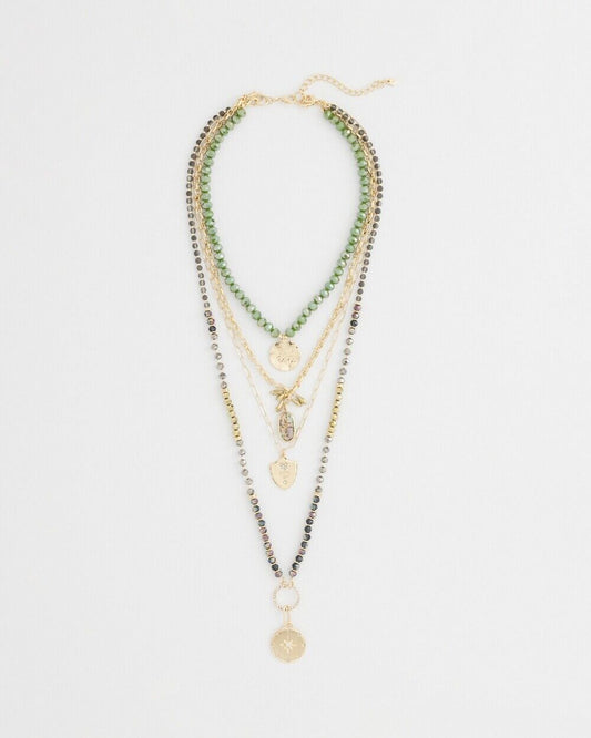 CHICO'S MEDALLIONS LAYERED CONVERTIBLE NECKLACE