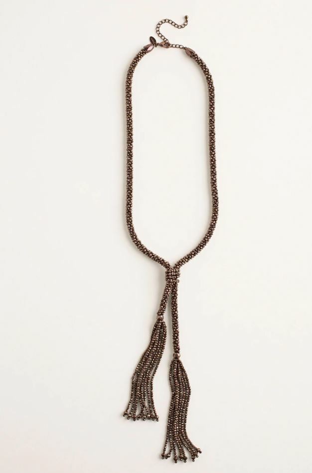 CHICO'S BRONZE BEADED Y-NECKLACE