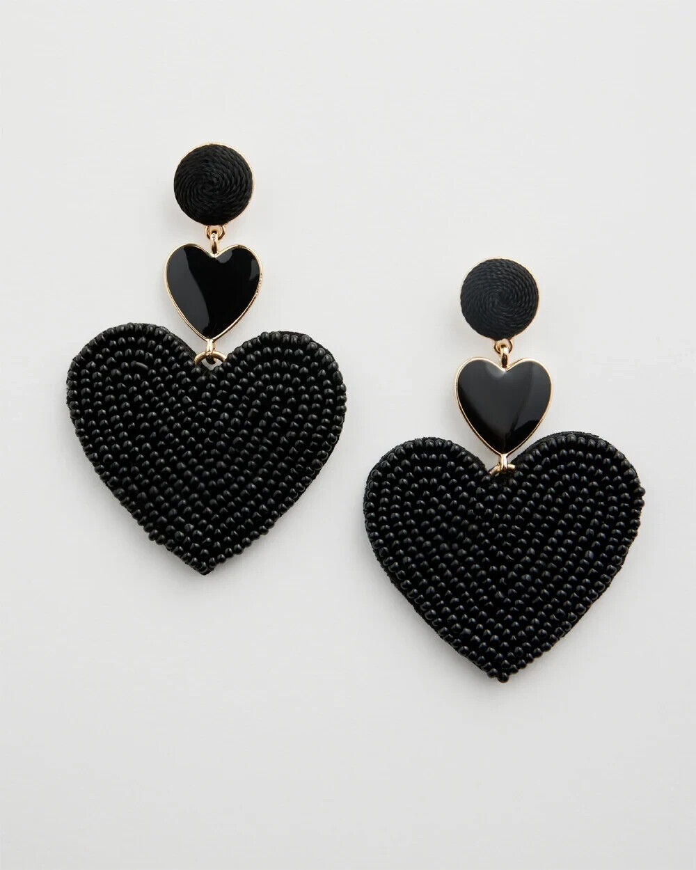 CHICO'S BLACK HEART SEED BEAD EARRINGS