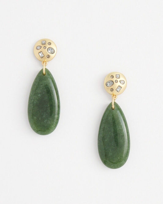 CHICO'S OLIVE STONE DROP EARRINGS