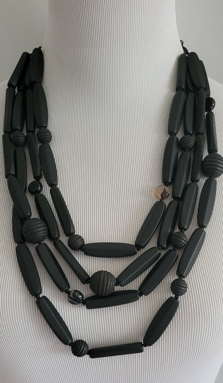 CHICO'S BLACK BEADED MULTISTRAND NECKLACE