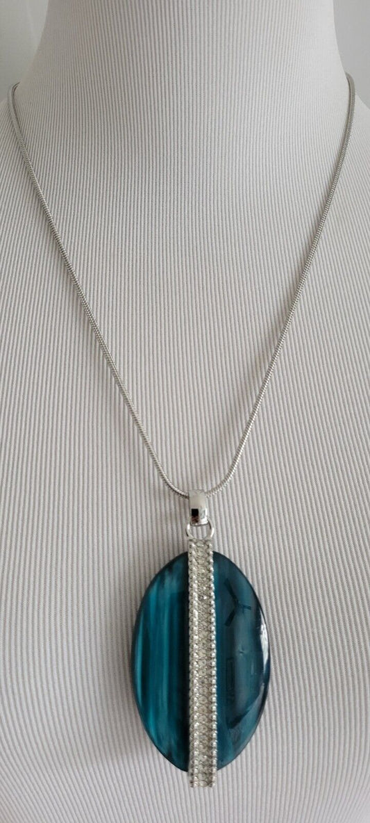 CHICO' S SILVER REVERSIBLE ADJUSTABLE PENDANT NECKLACE