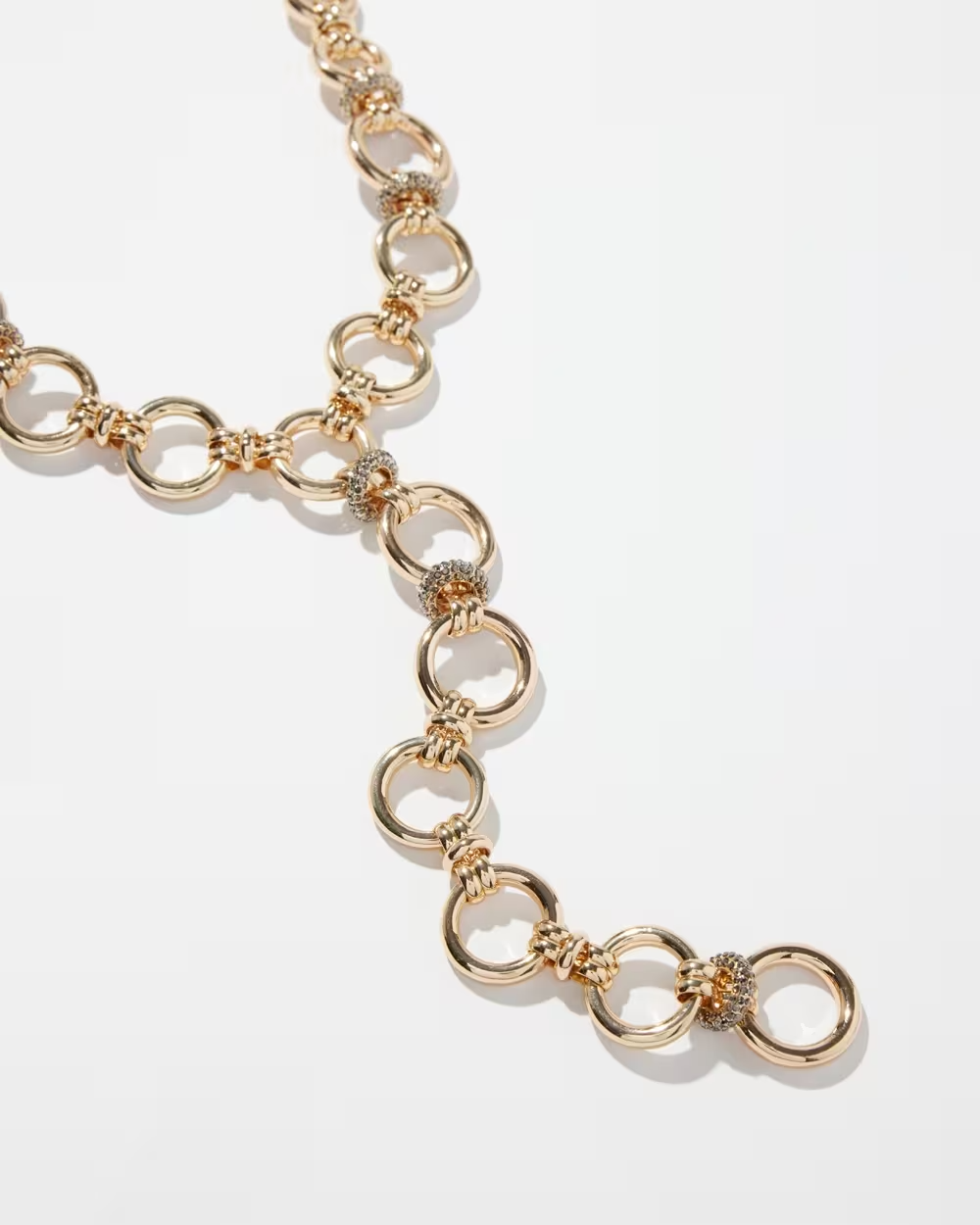 CHICO'S GOLD TONE LINK Y-NECKLACE