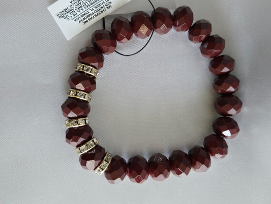 CHICO'S DARK RASPBERRY PAVE STRETCH BRACELET