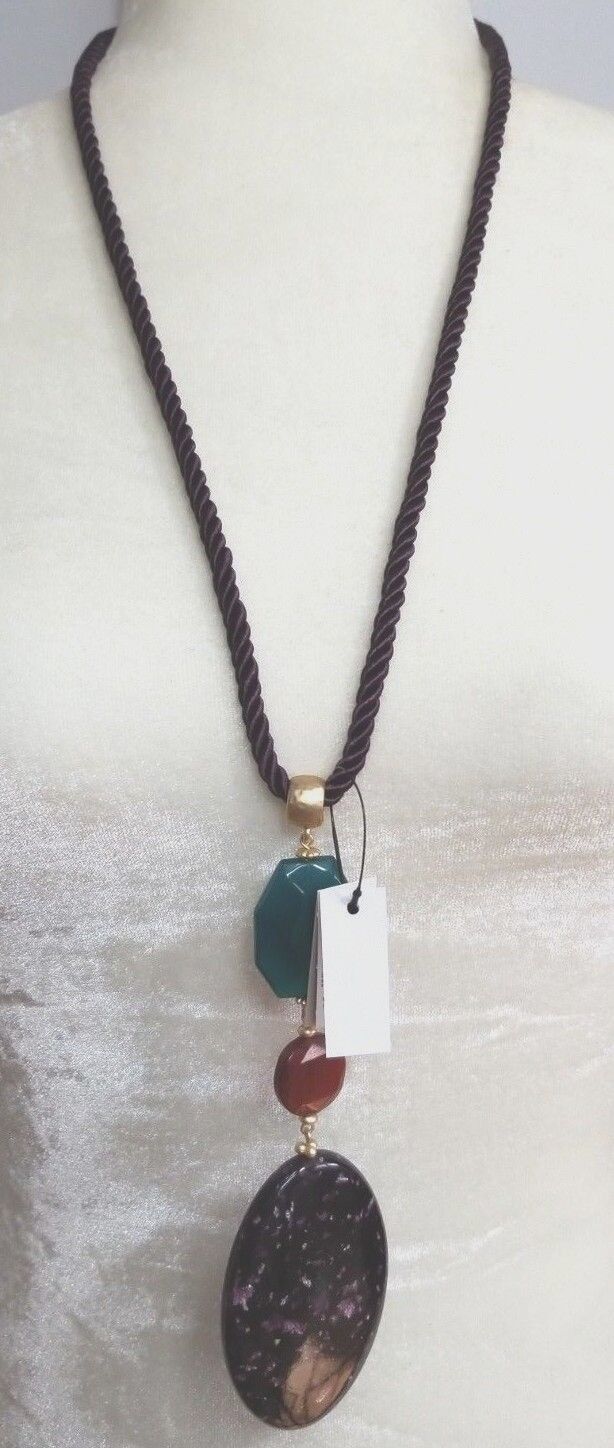 CHICO'S CONVERTIBLE MULTI-COLORED STONE PENDANT NECKLACE