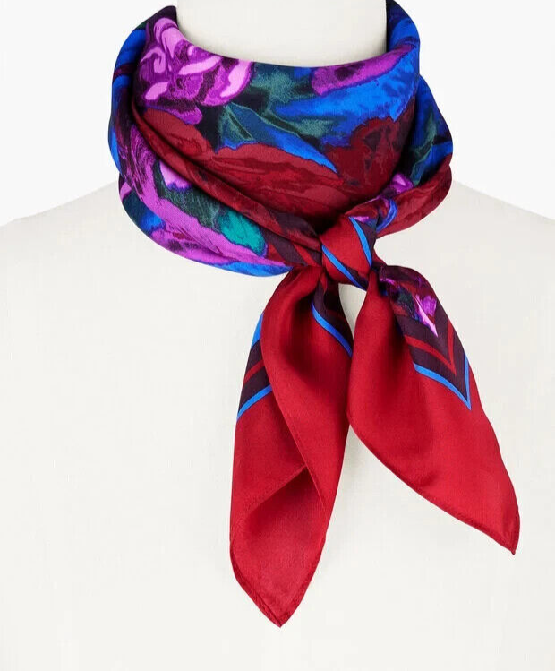 TALBOTS WRAPPED FLORAL SILK SQUARE SCARF