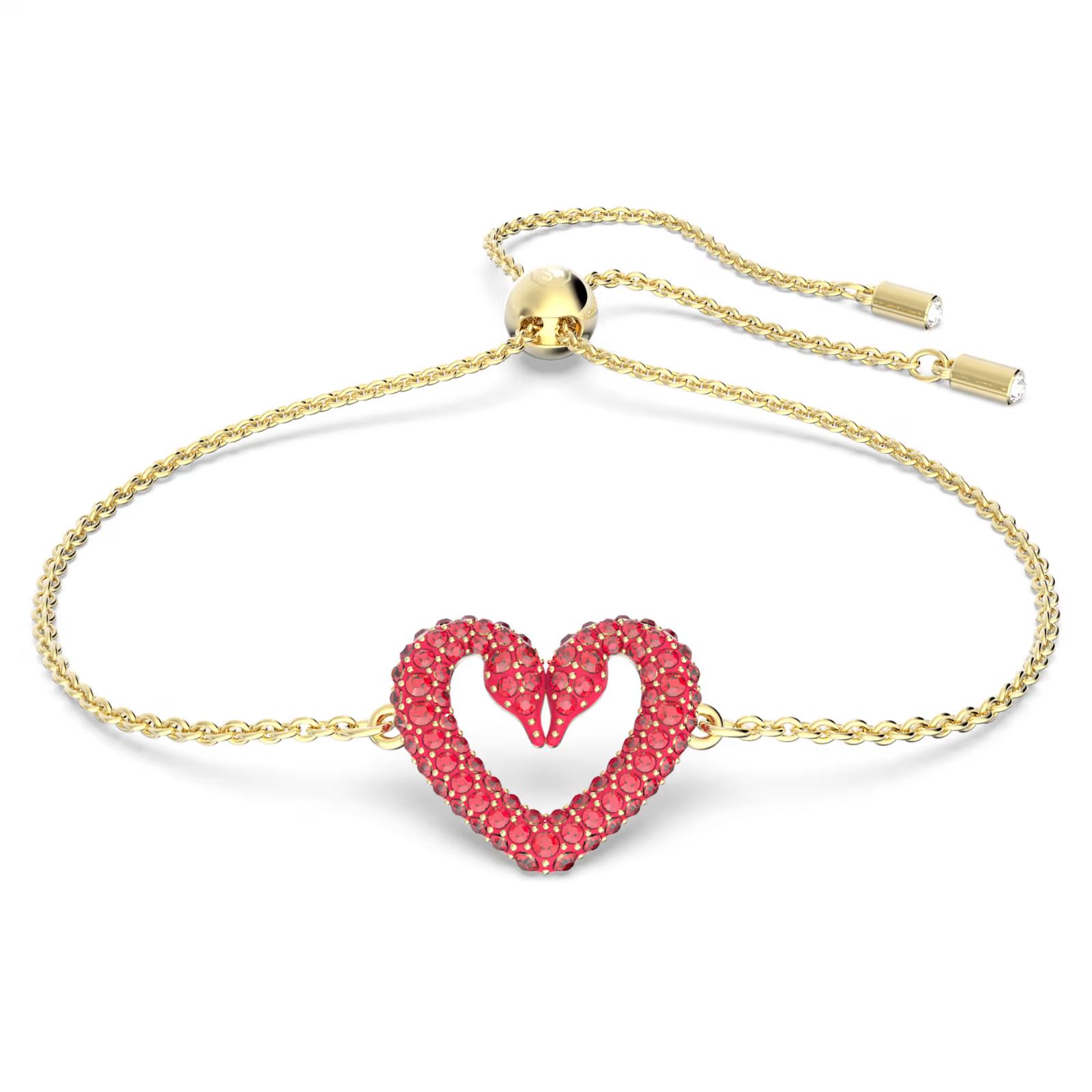 Swarovski Heart, Small, Red, Gold-tone plated