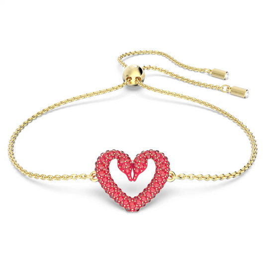 Swarovski Heart, Small, Red, Gold-tone plated
