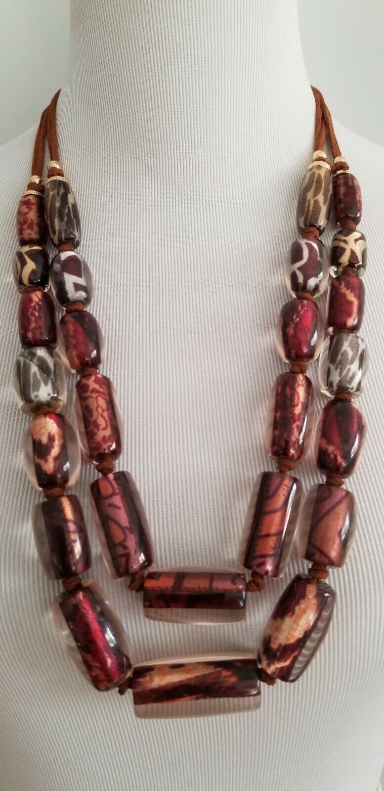 CHICO'S MULTI-STRAND MIXED-PRINT BEADED NECKLACE