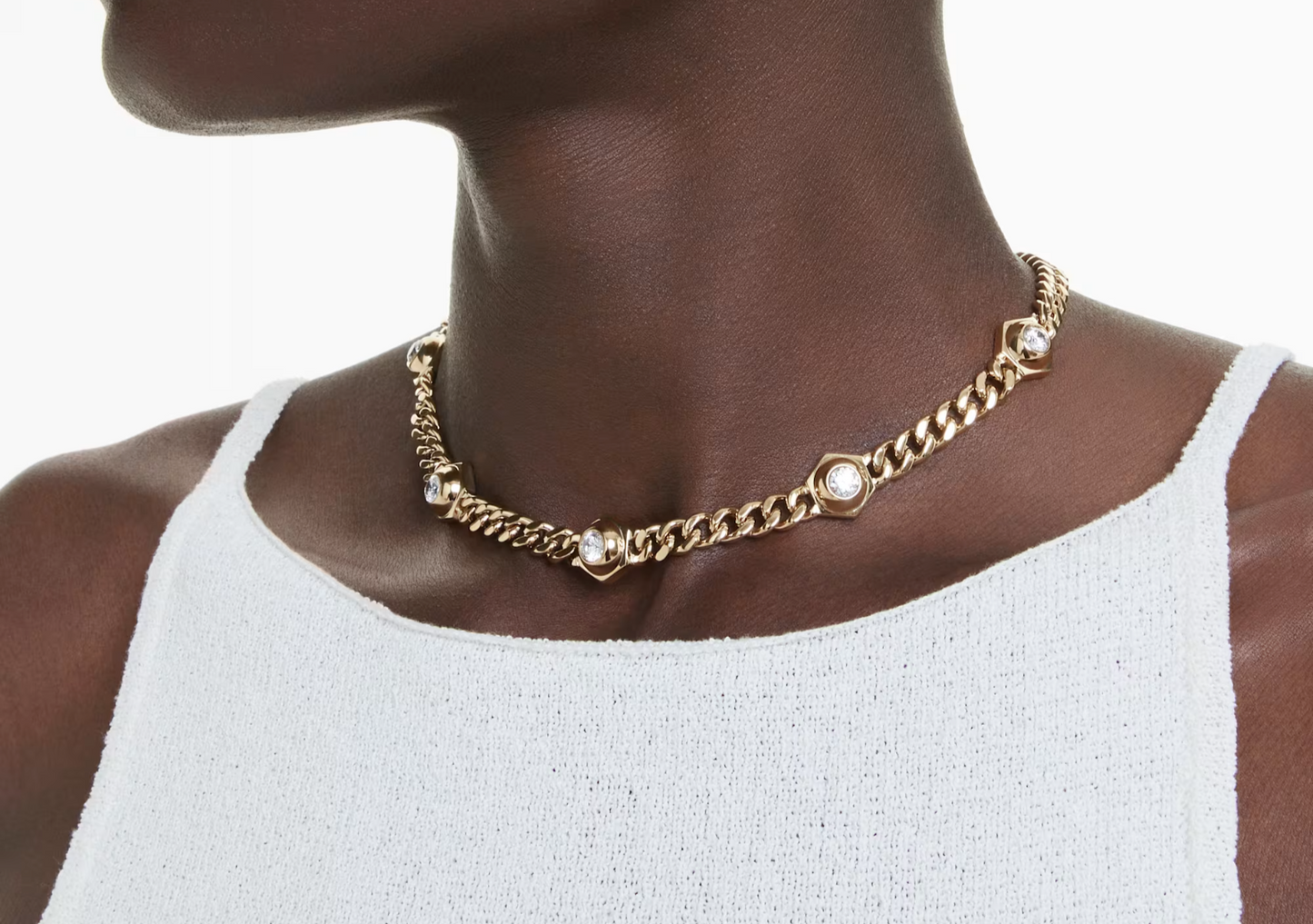 Swarovski Numina necklace Round cut, White, Gold-tone plated