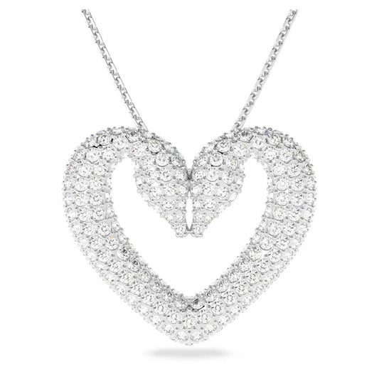 Swarovski Una Pendant Heart, Large, White, Rhodium Plated, 5626176