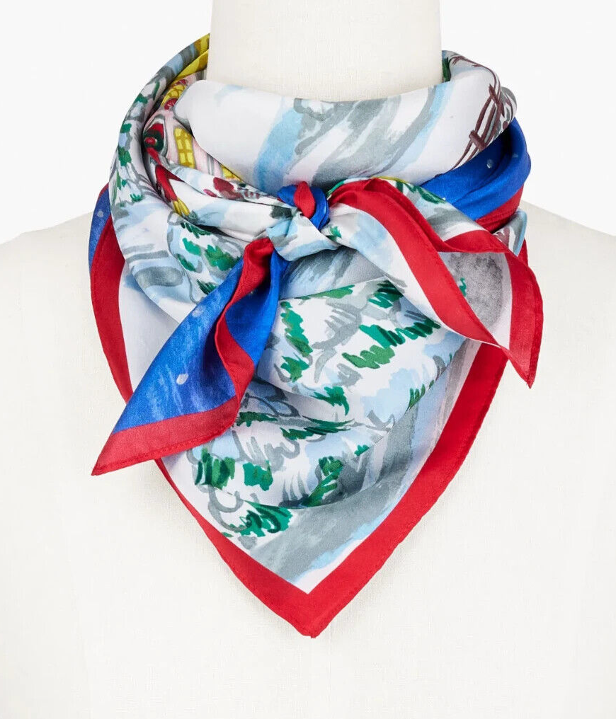 TALBOTS WINTERSCAPE SILK SQUARE SCARF